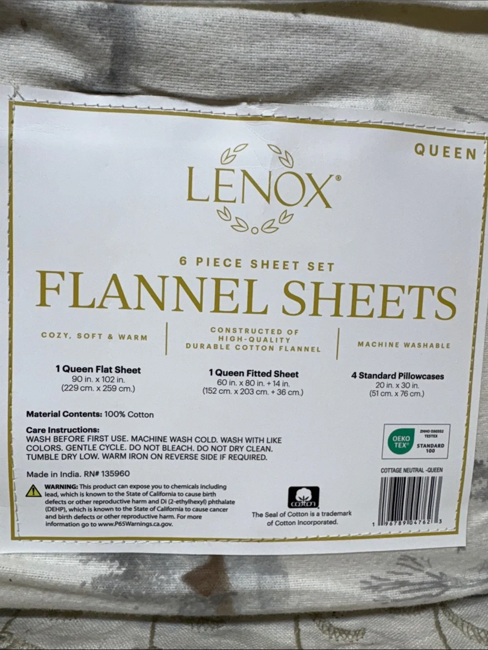 Lennox six piece flannel sheet set